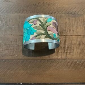 Embroidered floral cuff bracelet